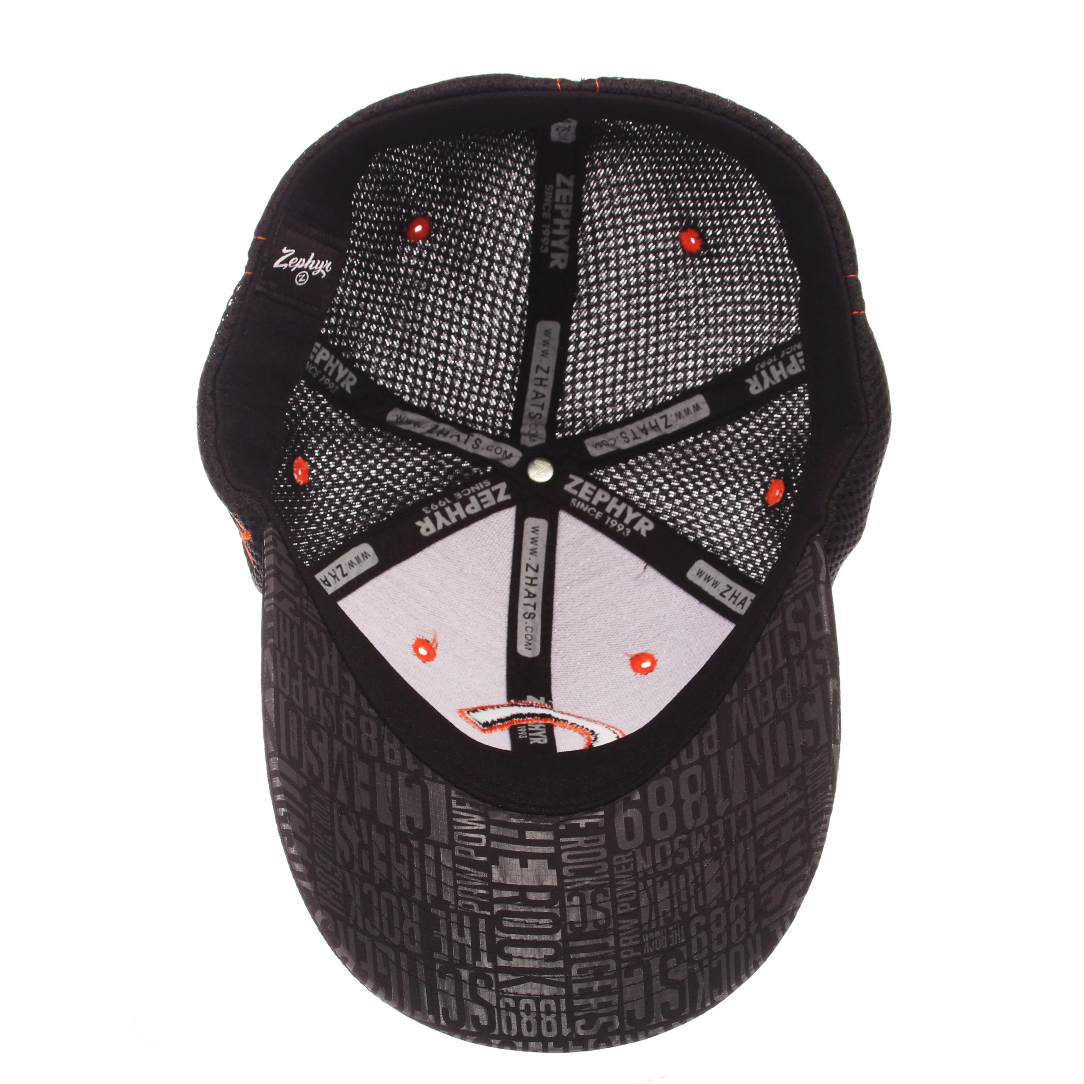 Clemson Tigers Zephyr Black "Undertaker" Mesh Stretch Fit Hat Cap (M/L)