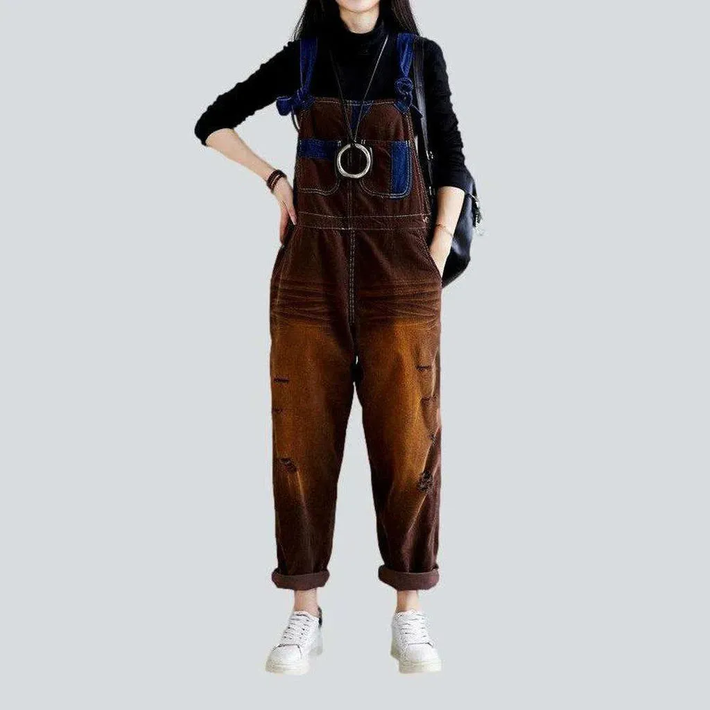 Color baggy women's jean overall