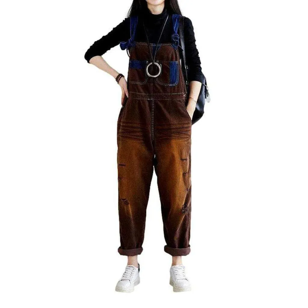 Color baggy women's jean overall