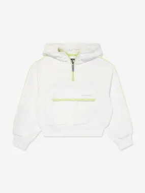 Converse Girls Half Zip Boxy Utility Hoodie in Ivory