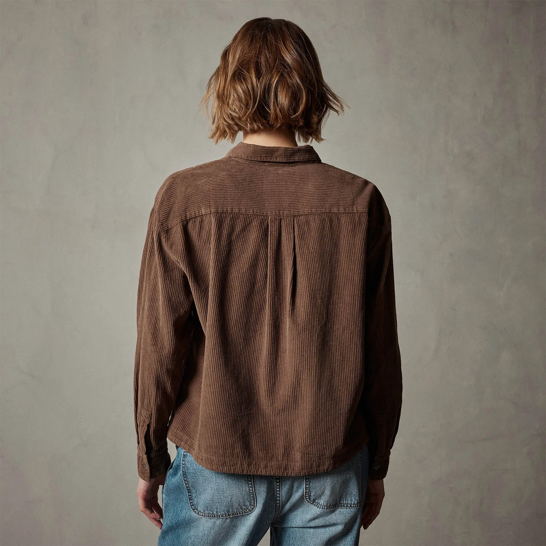 Corduroy Cropped Boxy Shirt - Fox Pigment