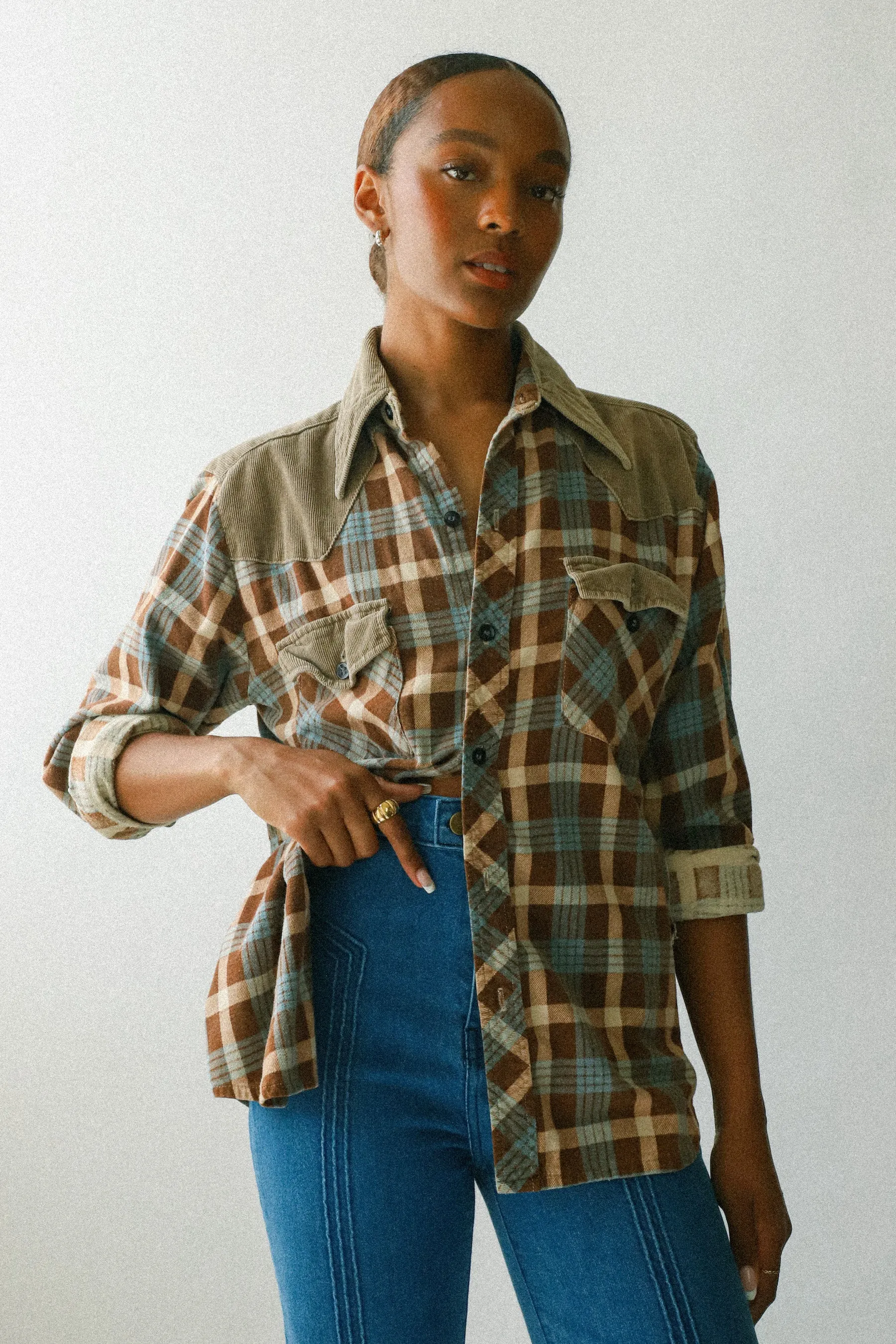 Corduroy Plaid Flannel Button Down