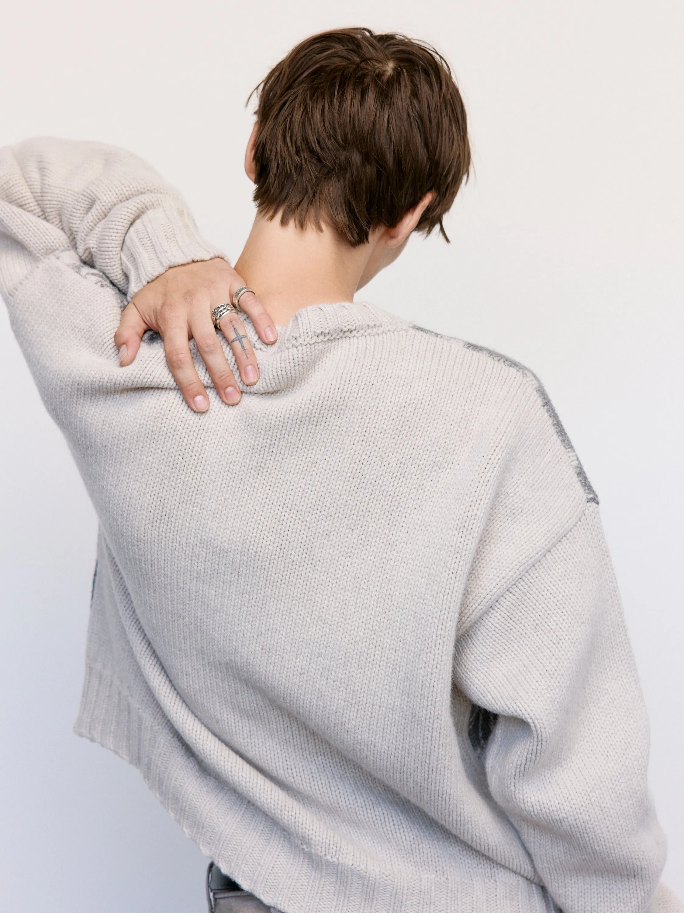 Cream & Black Past In Vain Crewneck Sweater