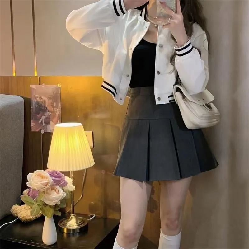 Cropped Loose Fit Versatile Varsity Jacket