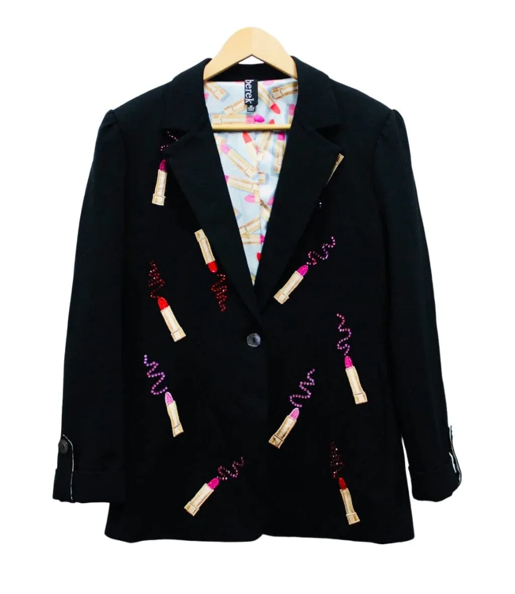 CRYSTAL EMBELLISHED LIPSTICK BLAZER