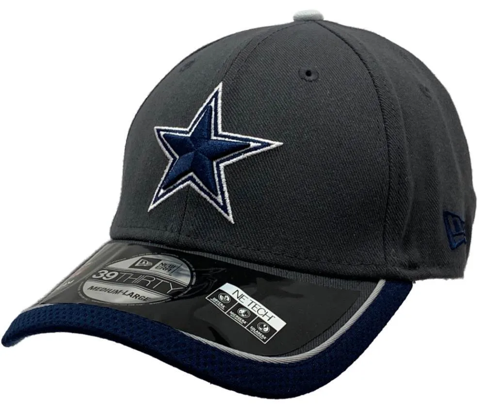 Dallas Cowboys New Era 39THIRTY Charcoal Gray Stretch Fit Hat Cap (M/L)