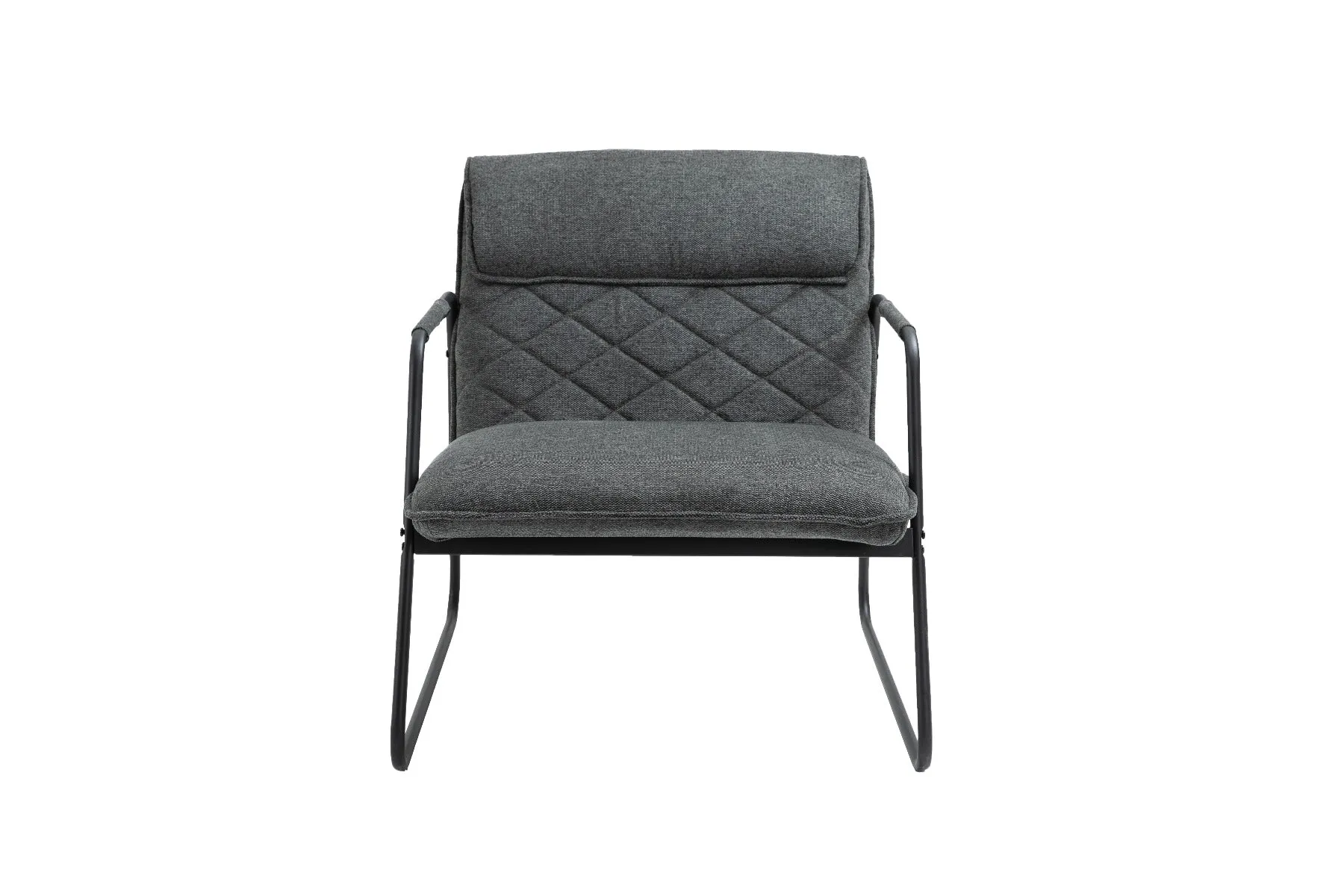 Dark Grey Linen Upholstered Armchair Lounge Chair with Sled Base