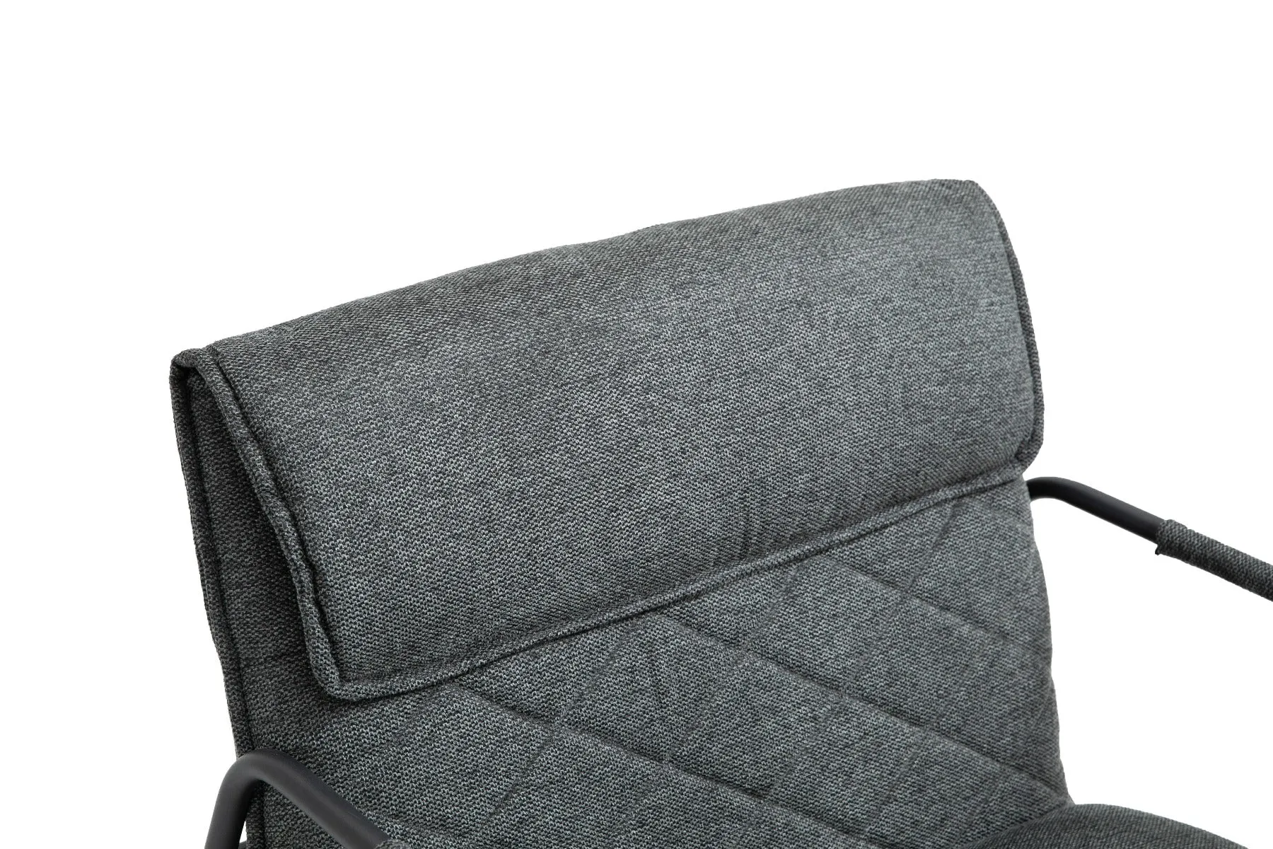 Dark Grey Linen Upholstered Armchair Lounge Chair with Sled Base