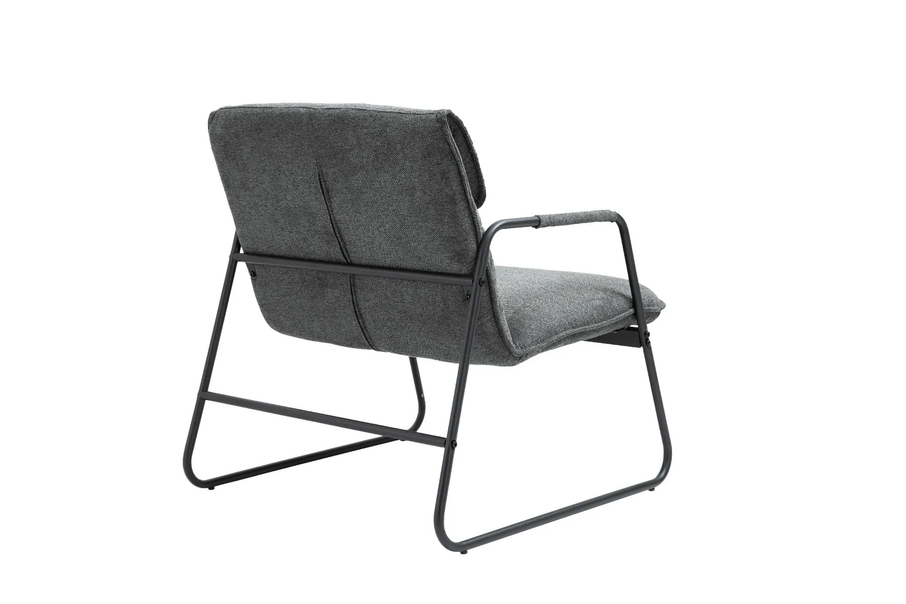 Dark Grey Linen Upholstered Armchair Lounge Chair with Sled Base