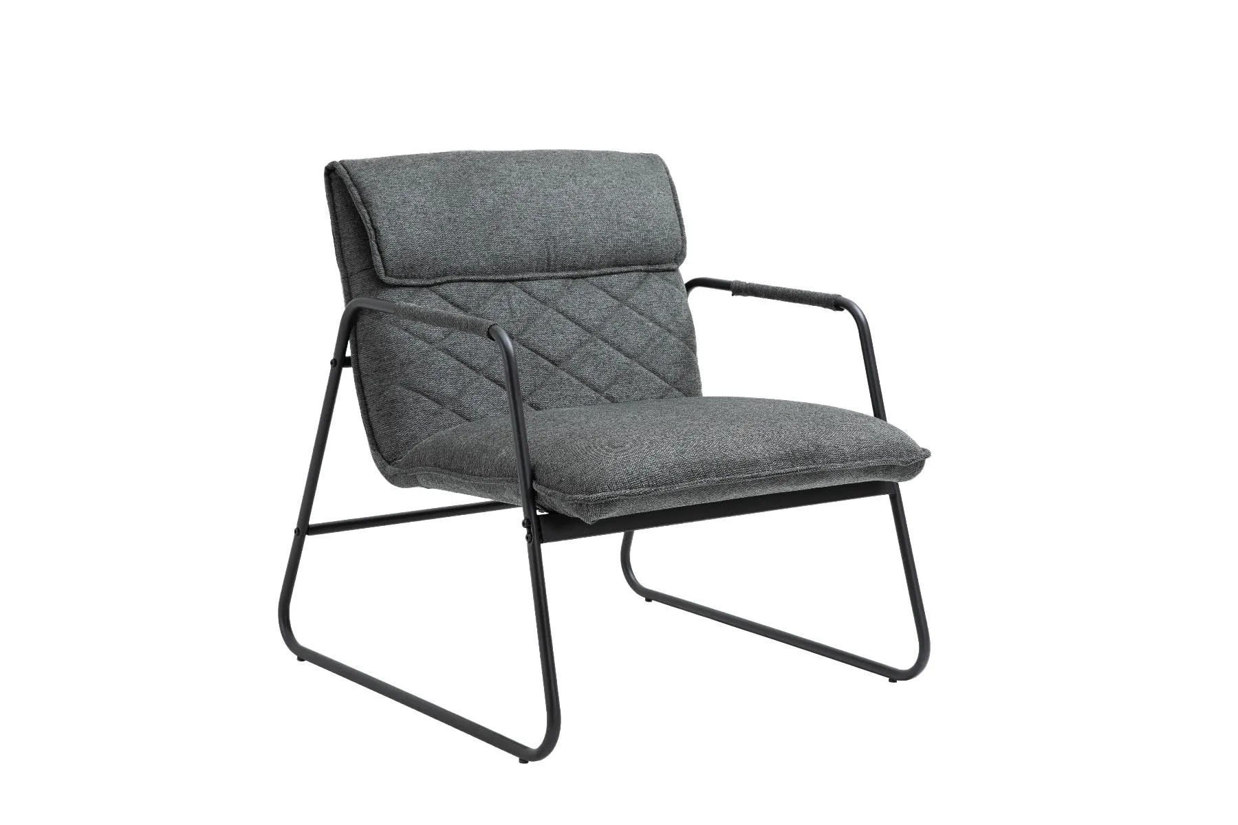 Dark Grey Linen Upholstered Armchair Lounge Chair with Sled Base