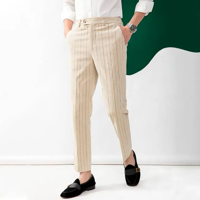 Dashed Lines Striped Crop Trousers