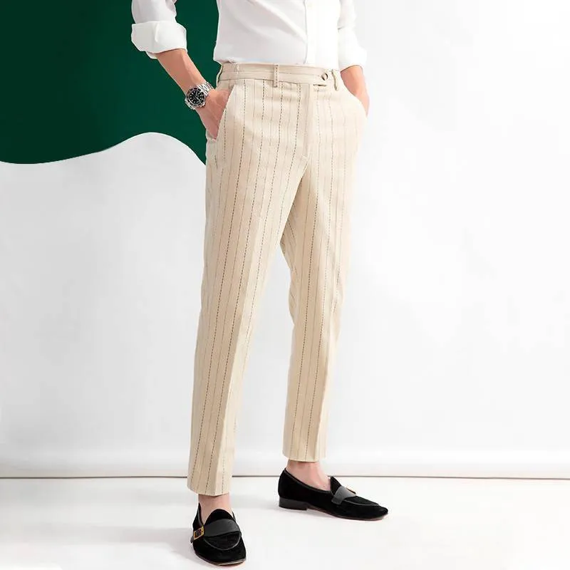 Dashed Lines Striped Crop Trousers