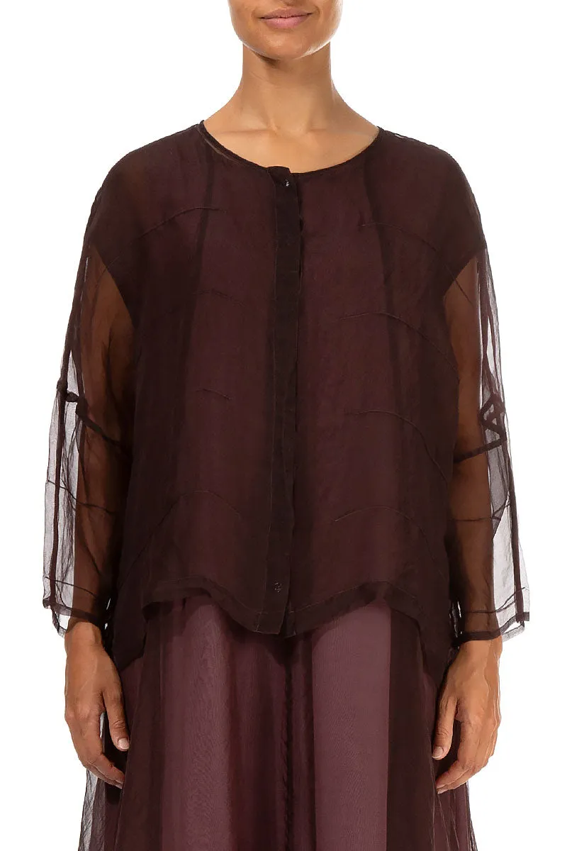 Detailed Merlot Silk Chiffon Jacket