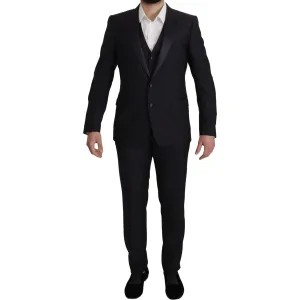 Dolce & Gabbana Elegant Black Three-Piece Wool Blend Suit