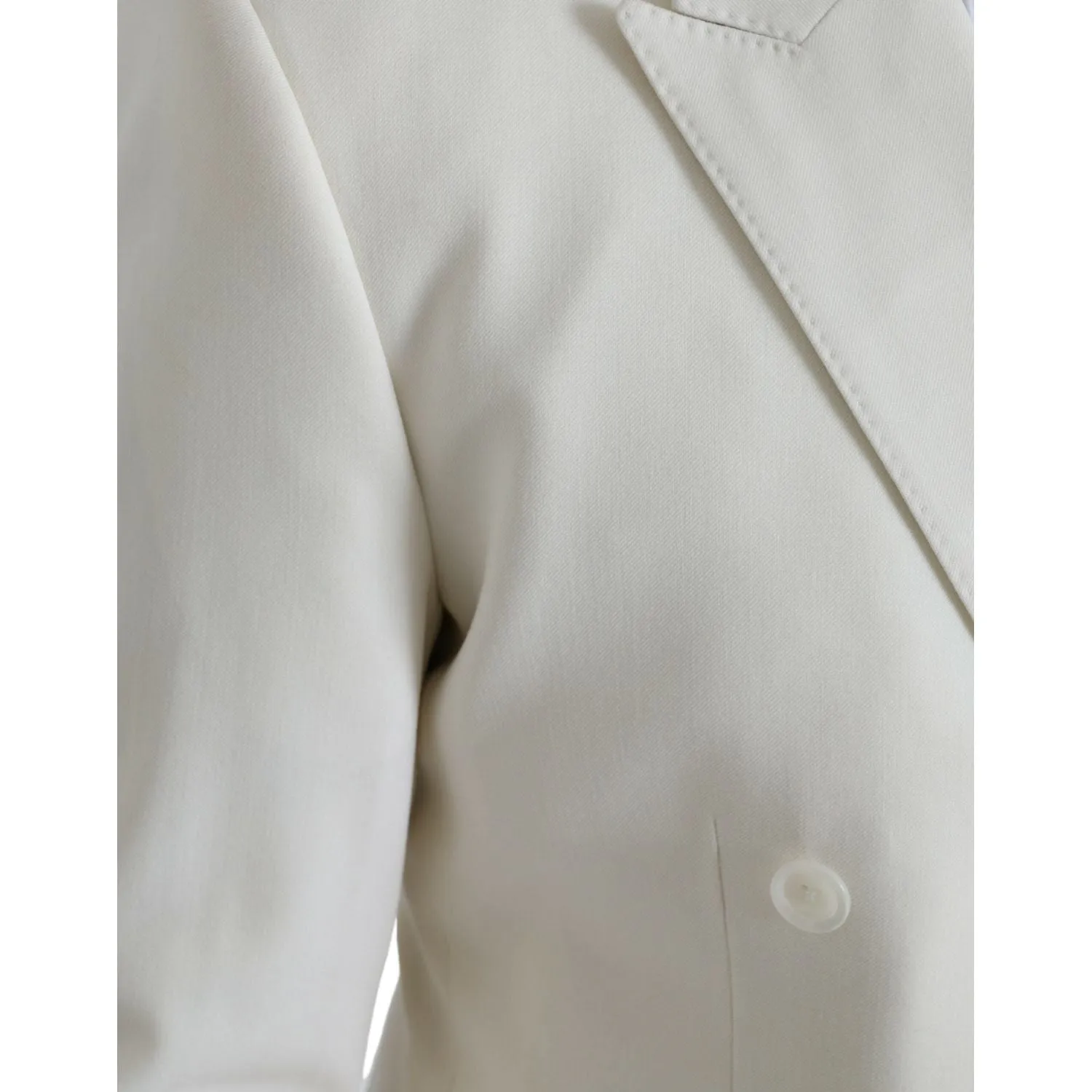 Dolce & Gabbana White Wool MARTINI Double Breasted Blazer