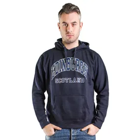 Edinburgh Harvard Print Hooded Top Navy