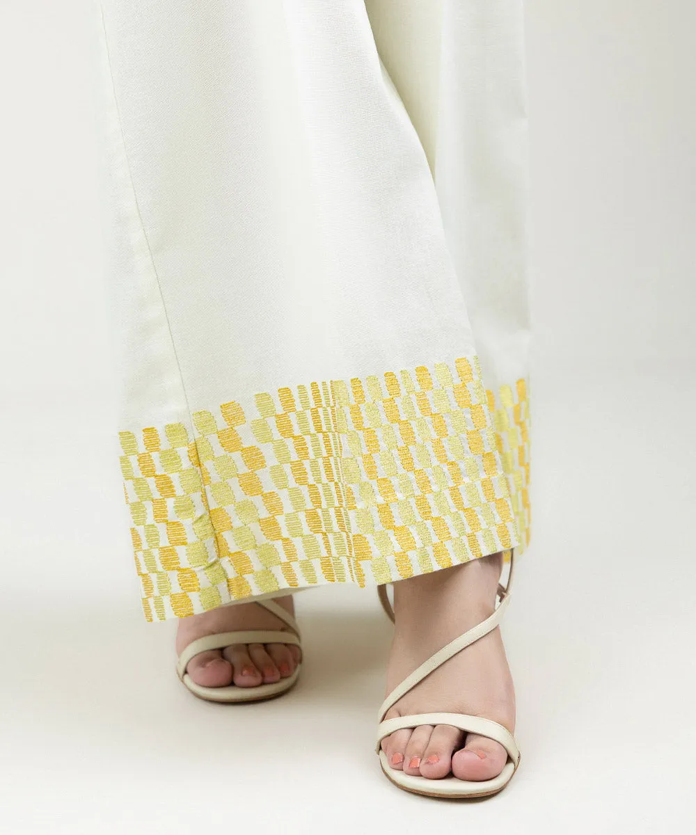 Embroidered Khaddar Flared Pants