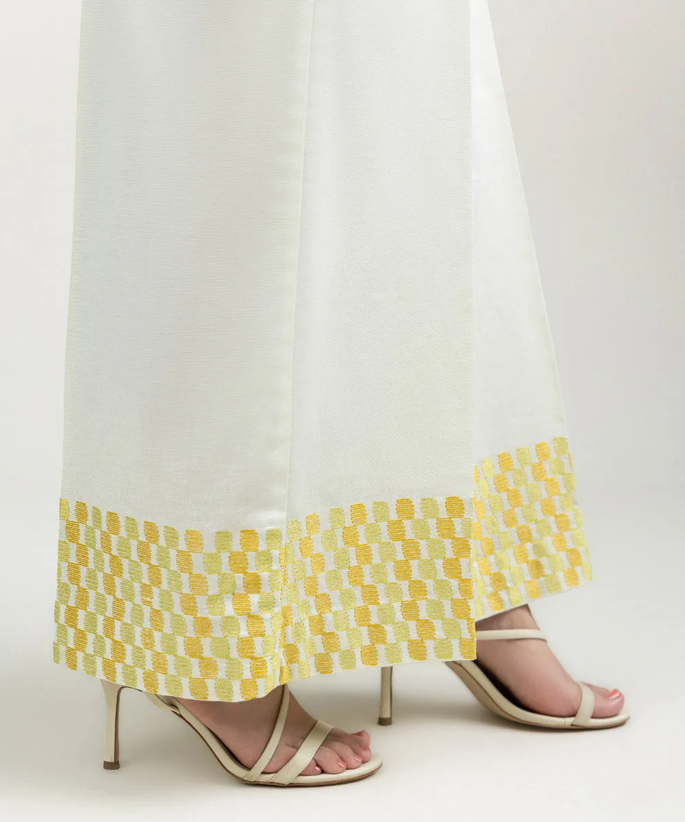 Embroidered Khaddar Flared Pants