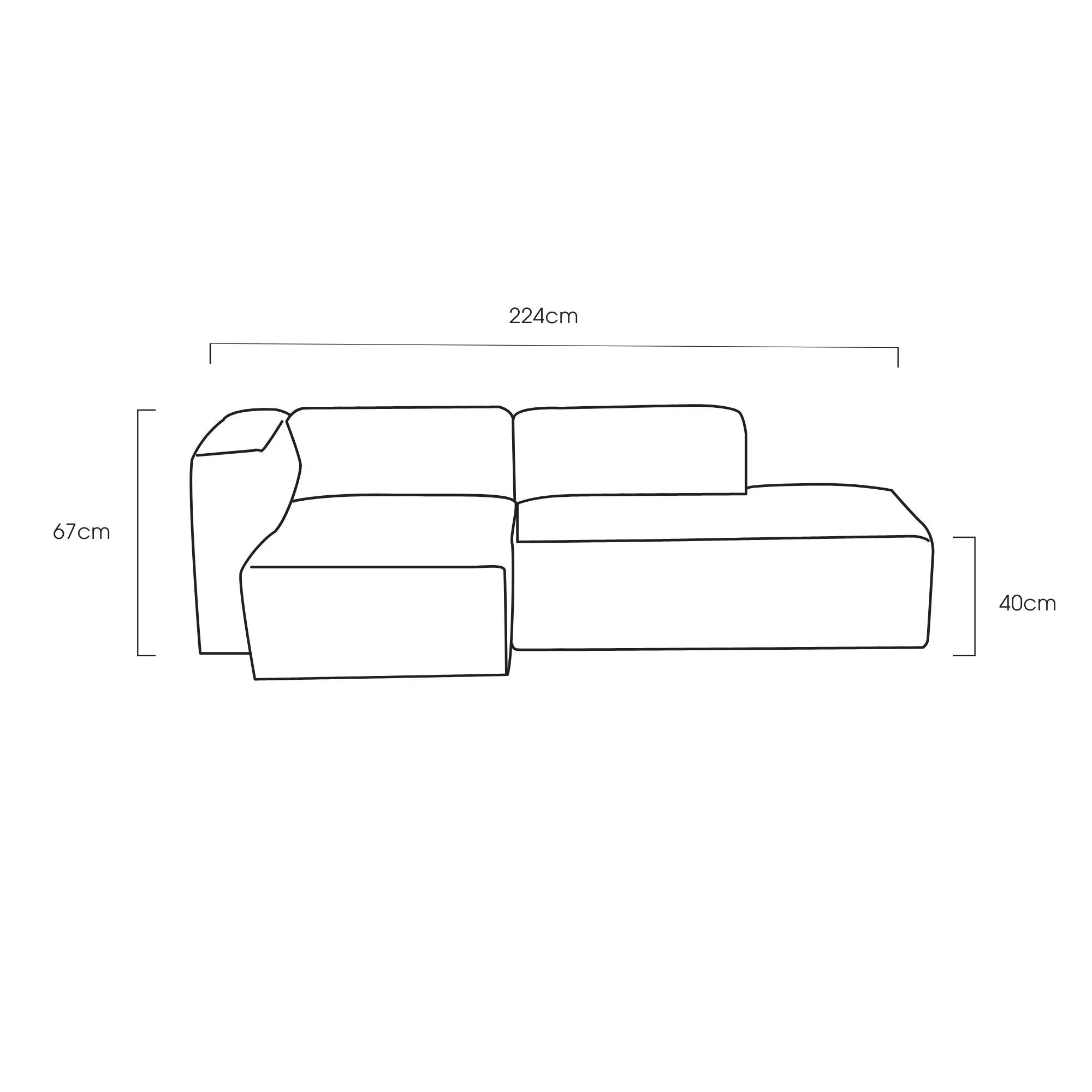 Finnian 2-Seat LH Chaise - Burnt Orange