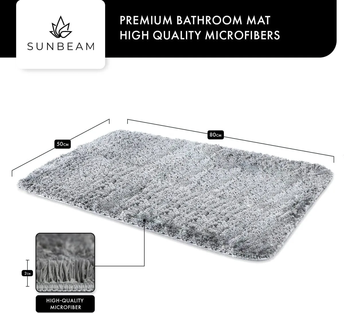 Fluffy Bathroom Shower Mat Water Absorbent & Machine Washable - (80 x 50 cm)