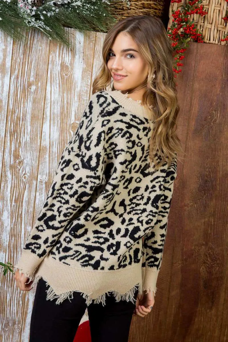 Frayed Leopard Sweater