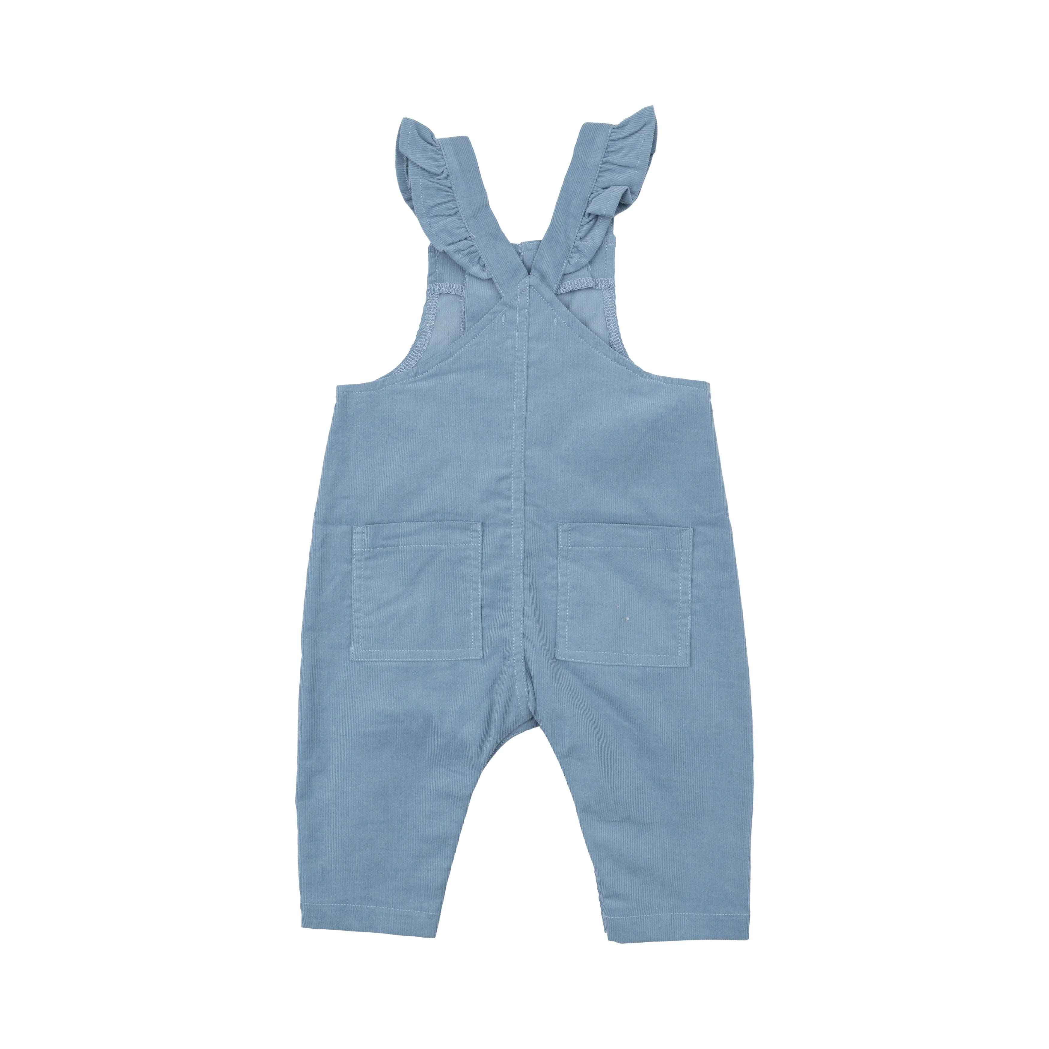 Front Snap Ruffle Overall  - Solid Glacier Lake