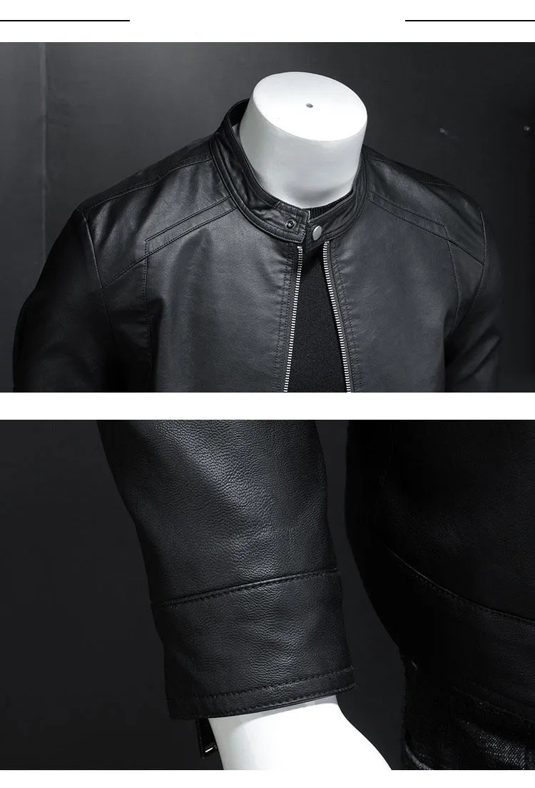 Funki Buys | Jackets | Men's Faux Leather Biker Jacket | Slim Fit