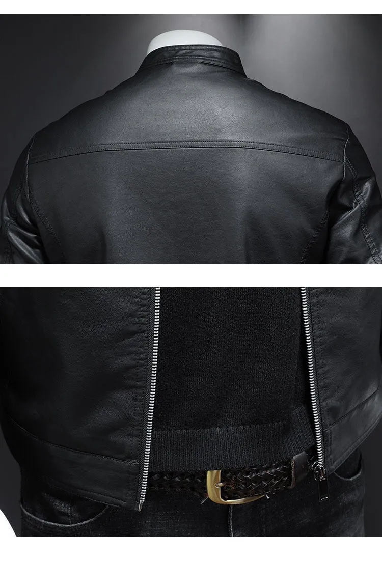 Funki Buys | Jackets | Men's Faux Leather Biker Jacket | Slim Fit