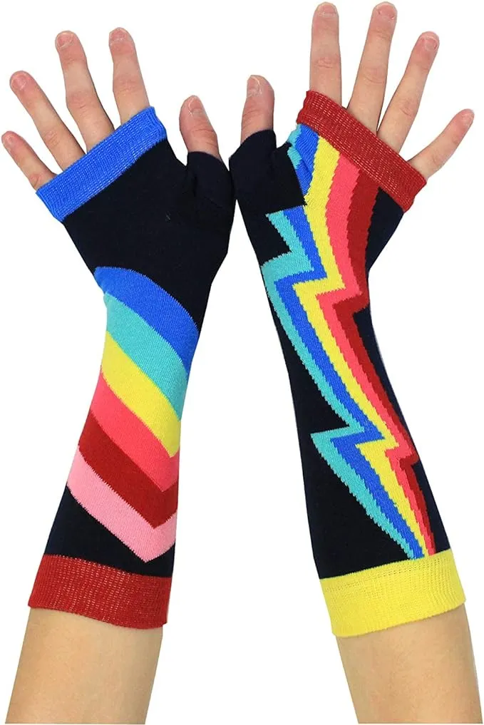 Funky Rainbow and Lightening Arm Warmers