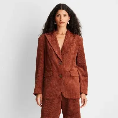 Future Collective With Reese Women's Plus Button Up Corduroy Blazer Jacket