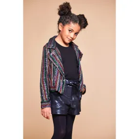 GBY Multi Sequin Stripe Moto Jacket