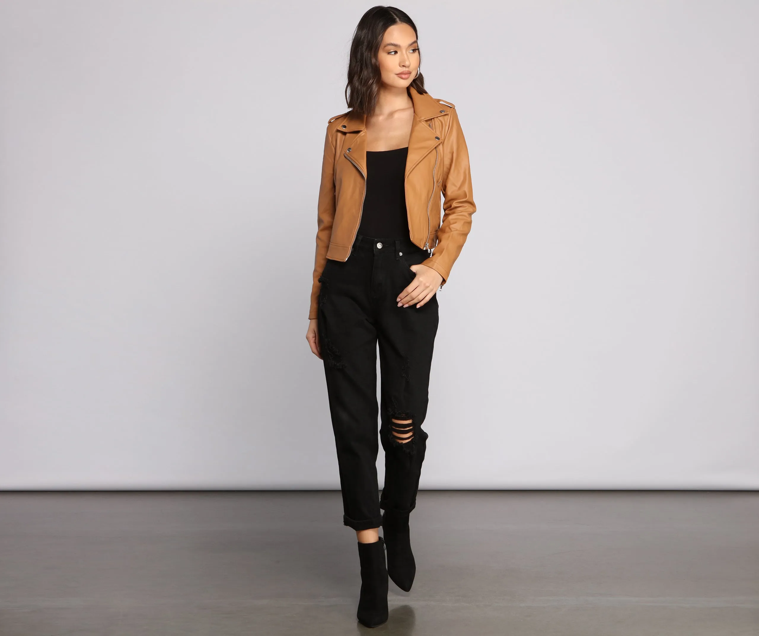 Gorgeous Girl Cropped Moto Jacket