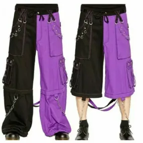 Gothic Bondage Men Pant Alternative Punk Rock Transformer Trouser Purple Baggy Pants, gothic pants, men's gothic pants