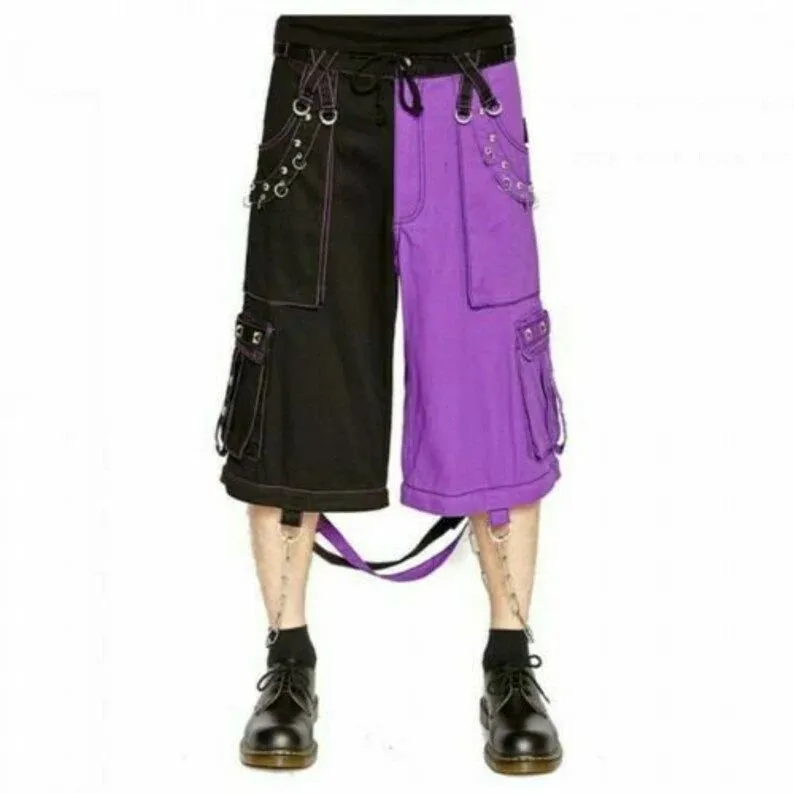 Gothic Bondage Men Pant Alternative Punk Rock Transformer Trouser Purple Baggy Pants, gothic pants, men's gothic pants