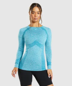 Gymshark Flex Long Sleeve Top - Atlas Blue Marl