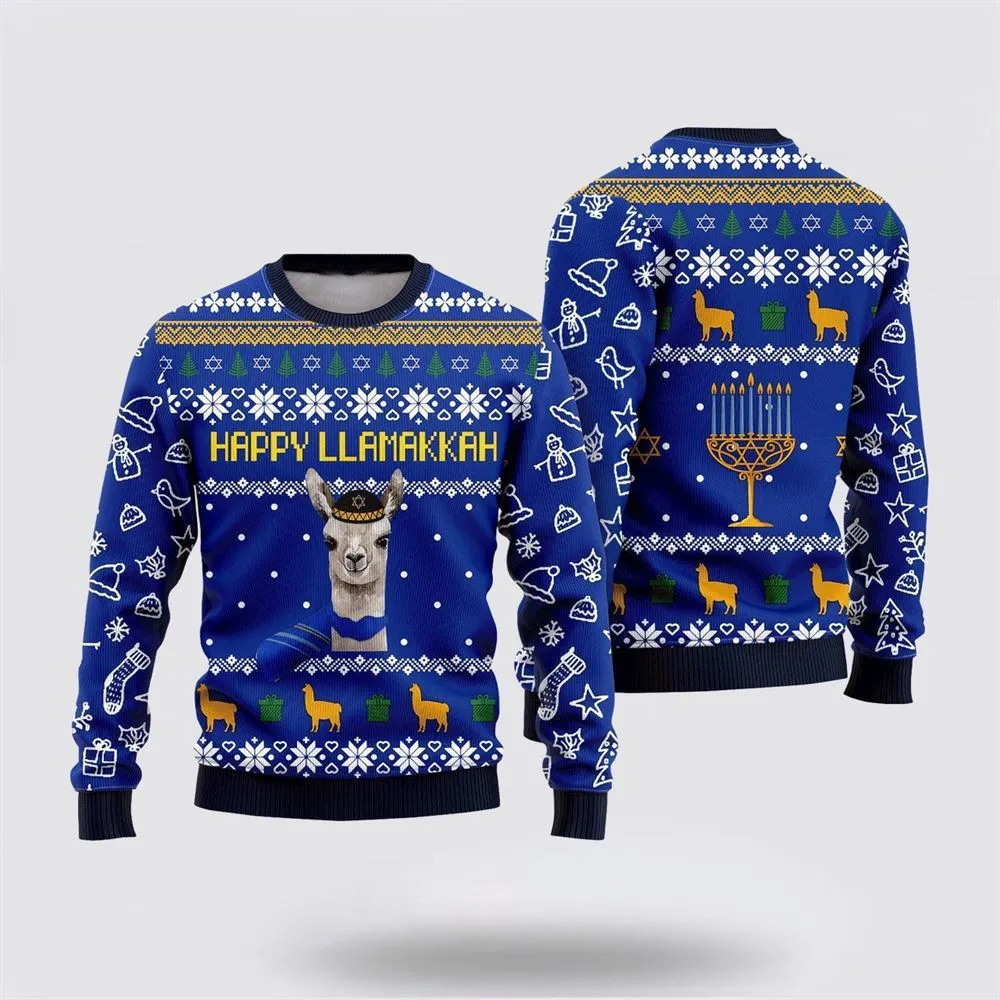 Happy Llamakkah Ugly Christmas Sweater, Farm Sweater, Christmas Gift, Best Winter Outfit Christmas