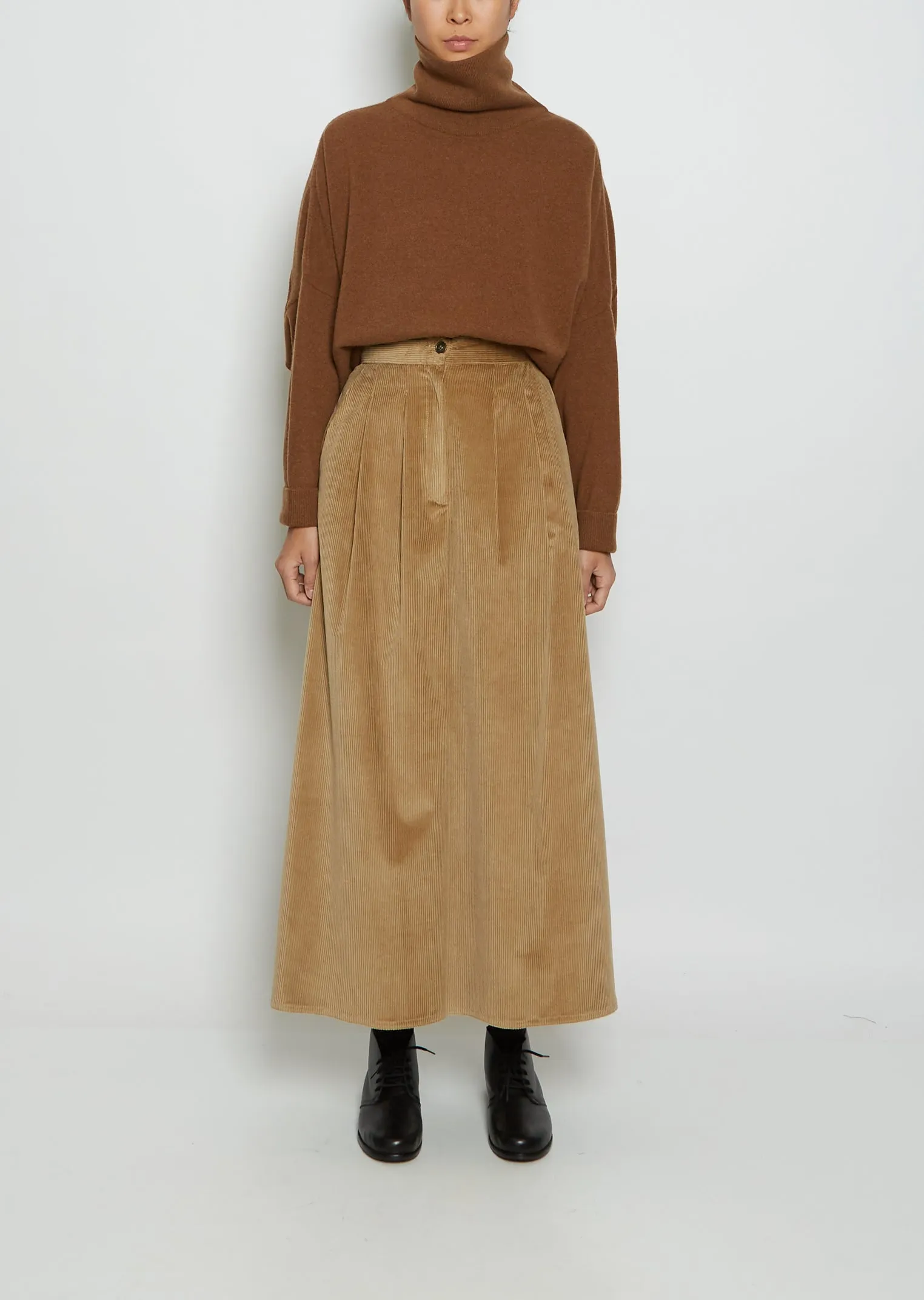 High Waist Cashmere Corduroy Pants