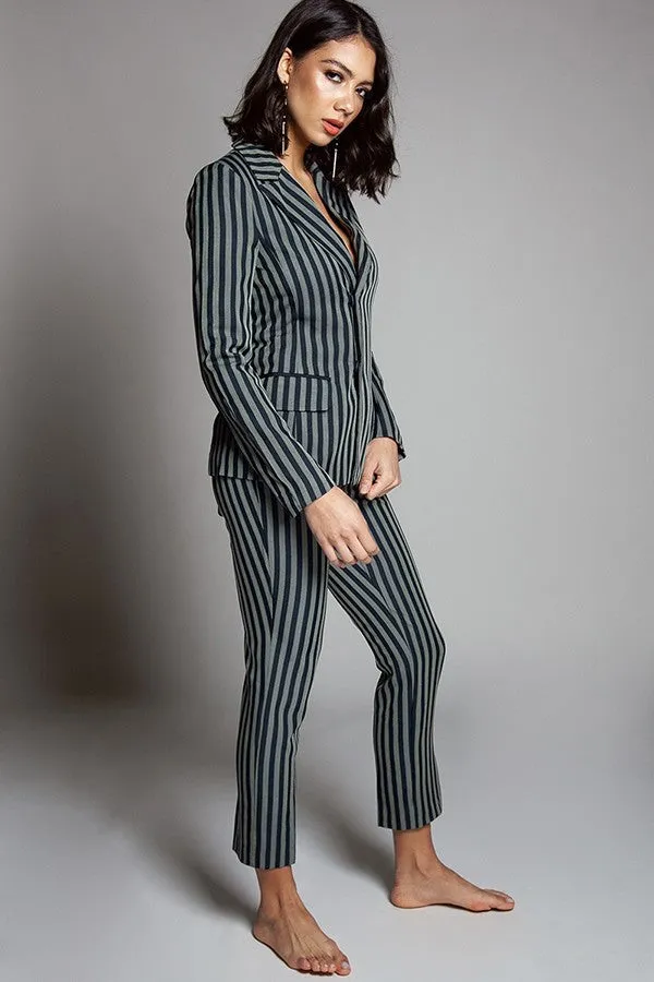 Hillarie Two Piece Striped Print Pant Suit Set