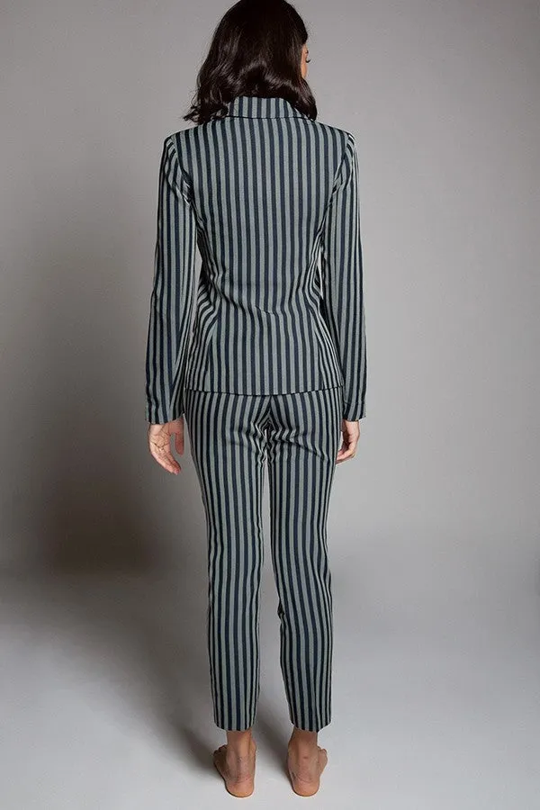 Hillarie Two Piece Striped Print Pant Suit Set