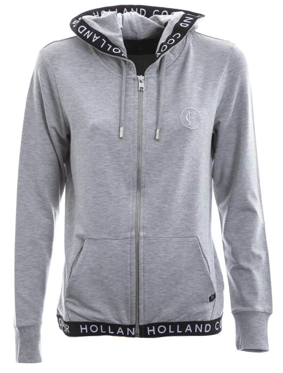 Holland Cooper Zip Lounge Ladies Hoodie Sweatshirt in Grey Marle