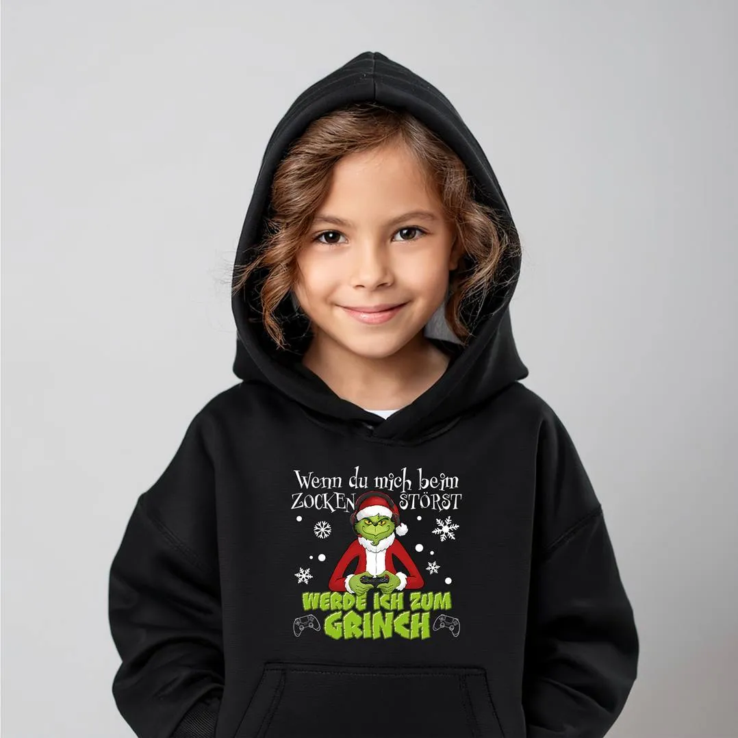 Hoodie Kinder - Wenn Du mich beim Zocken störst, werde ich zum Grinch