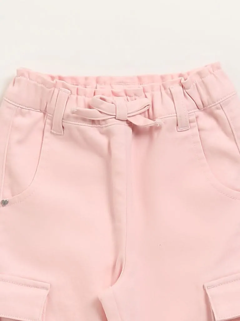 HOP Kids Pink Mid-Rise Cargo Joggers