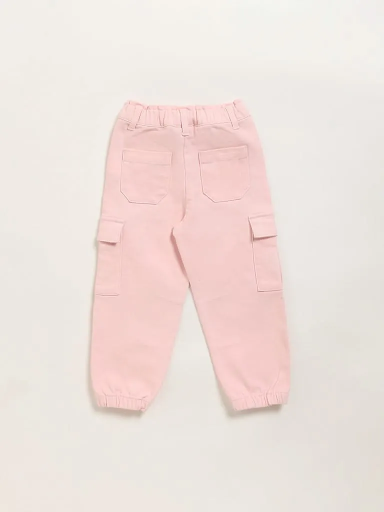 HOP Kids Pink Mid-Rise Cargo Joggers