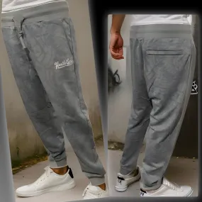 ^HUSTLE GANG^ (GREY) ~PROMINENT~ KNIT JOGGER SWEATPANTS