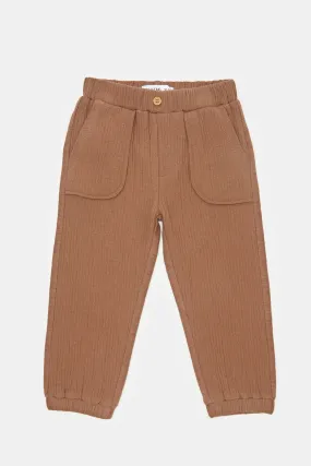 Infant Boys Brown Cheese Cloth Joggers