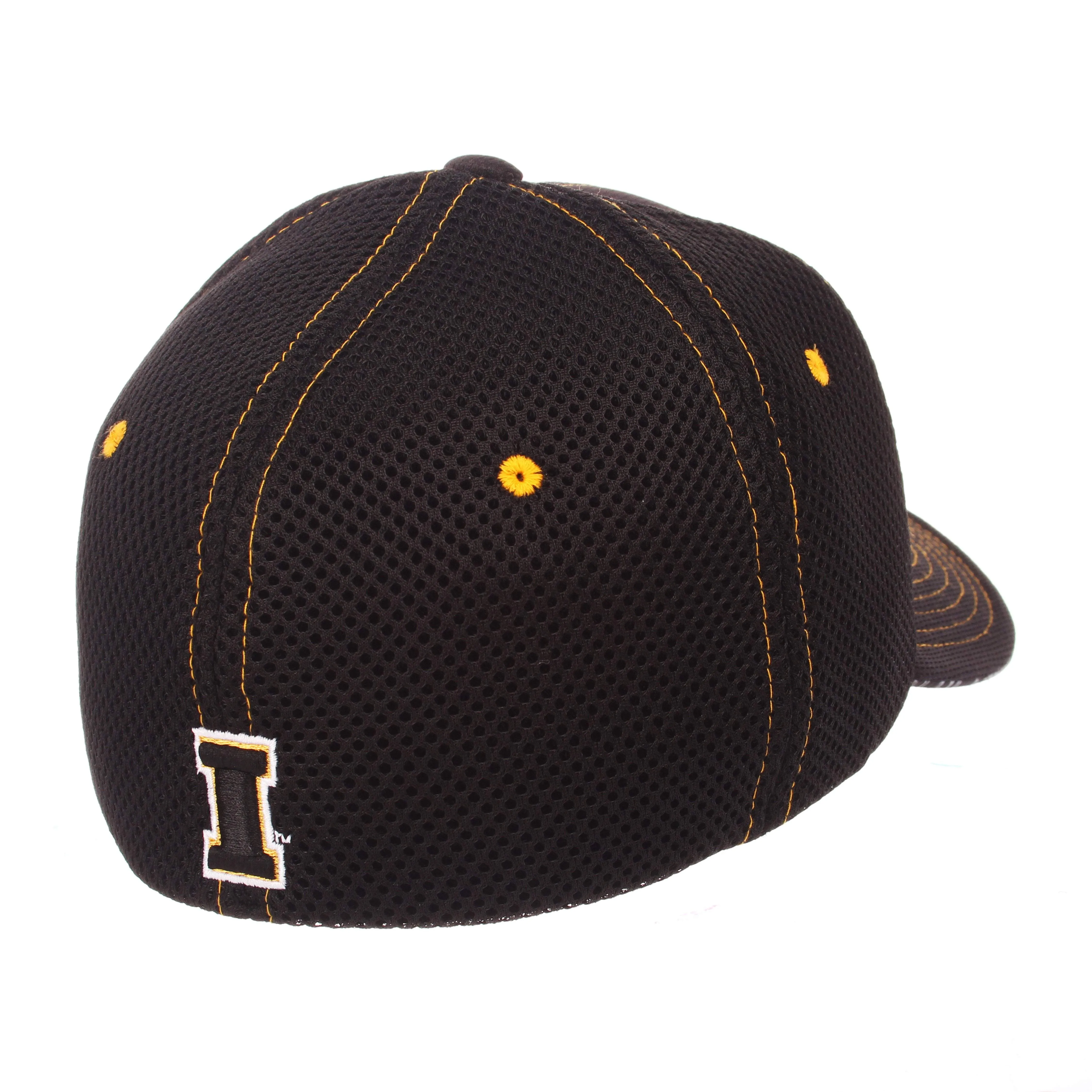 Iowa Hawkeyes Zephyr Black "Undertaker" Mesh Stretch Fit Hat Cap (M/L)