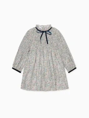 Ivory Floral Raya Girl Smocked Dress