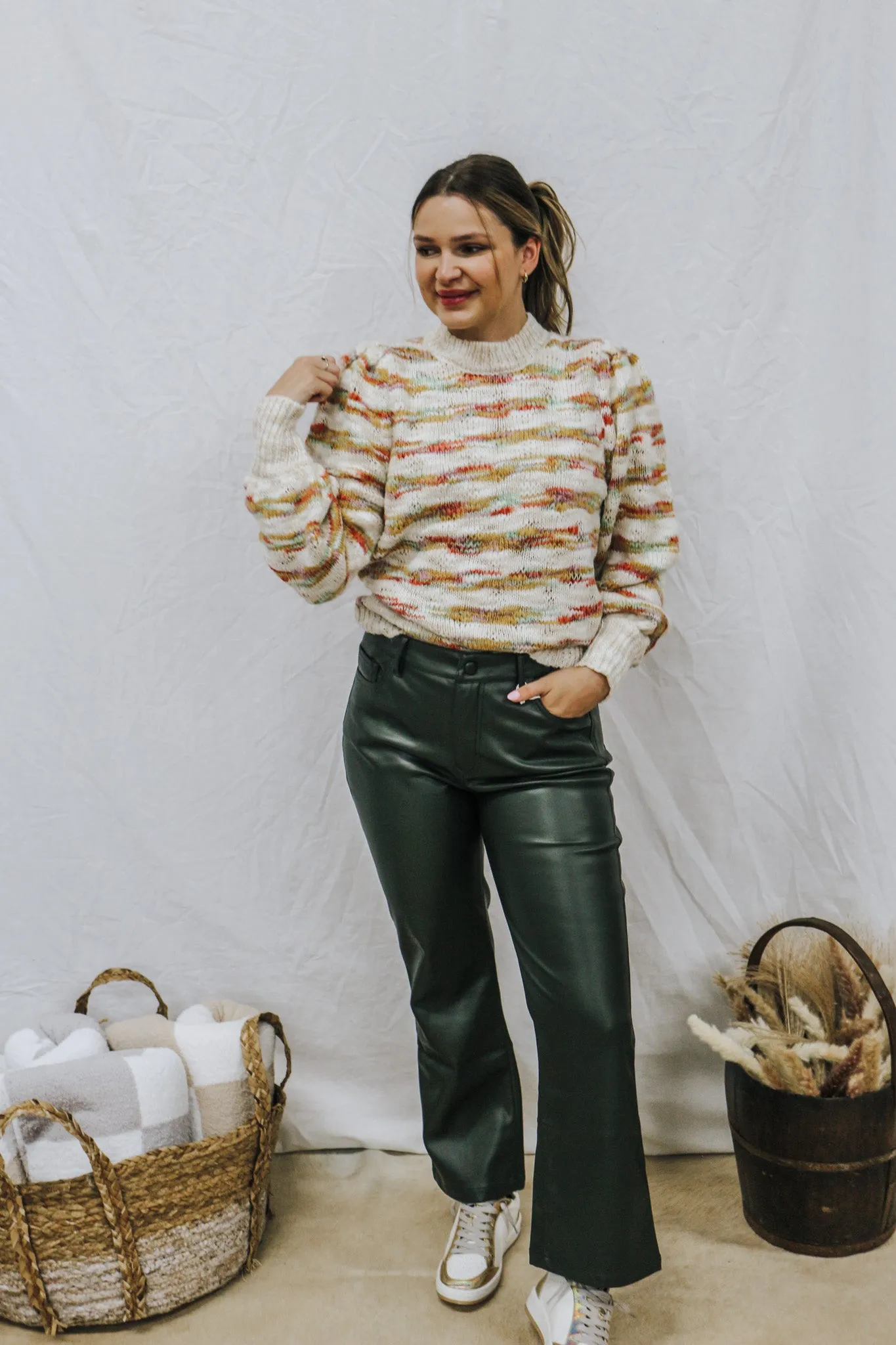 Jeanne Hunter Green Leather Crop Pants