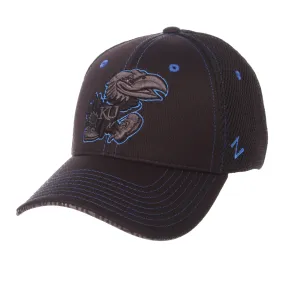 Kansas Jayhawks Zephyr Black "Undertaker" Mesh Stretch Fit Hat Cap (M/L)