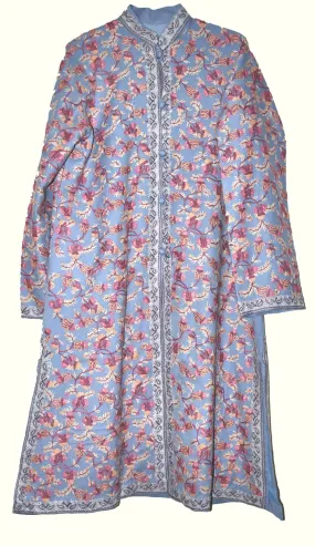 Kashmiri Woolen Coat Lavender, Multicolor Embroidery #AO-1605